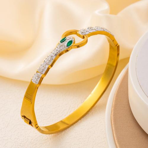 Stainless Steel Bangle 304 Stainless Steel fashion jewelry & for woman & with rhinestone Inner Approx 66mm Sold By PC