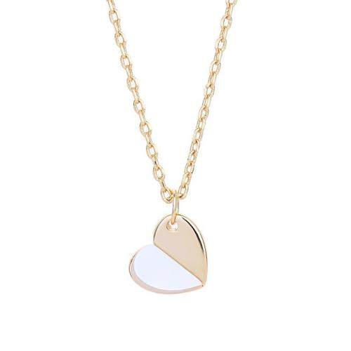 Brass Necklace with Shell Heart fashion jewelry & for woman Length Approx 45 cm Sold By PC