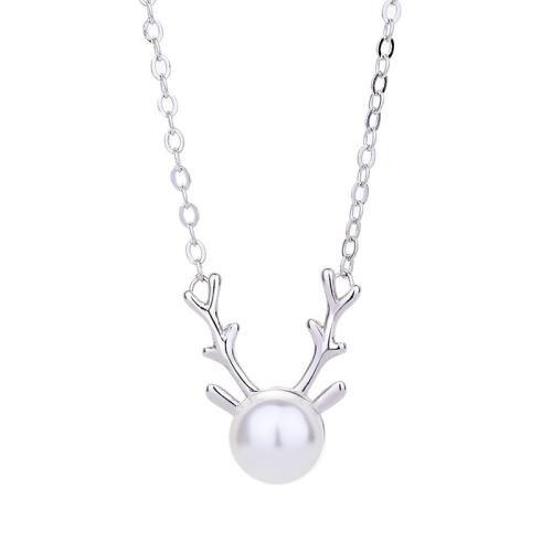 Brass Necklace with Shell Pearl fashion jewelry & for woman Length Approx 45 cm Sold By PC