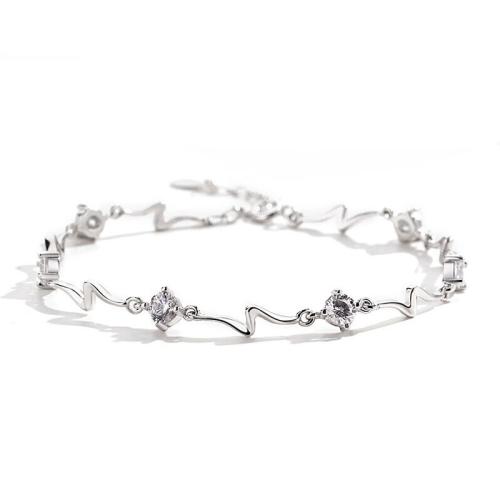 Argento Bracciali, 925 sterline d'argento, with 3cm extender chain, gioielli di moda & Micro spianare cubic zirconia & per la donna, nessuno, Lunghezza Appross. 16 cm, Venduto da PC