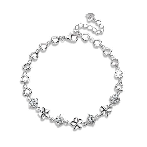 Sterling Silber Armbänder, 925er Sterling Silber, mit Verlängerungskettchen von 3cm, Modeschmuck & Micro pave Zirkonia & für Frau, keine, Länge ca. 16 cm, verkauft von PC