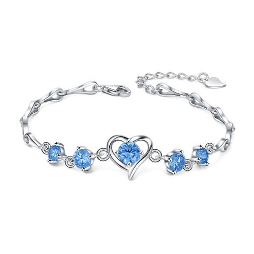 Argento Bracciali, 925 sterline d'argento, with 3cm extender chain, gioielli di moda & Micro spianare cubic zirconia & per la donna, nessuno, Lunghezza Appross. 16 cm, Venduto da PC