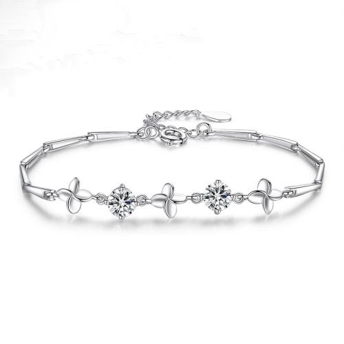 Sterling Sølv Armbånd, 925 Sterling Sølv, med 3cm extender kæde, mode smykker & Micro Pave cubic zirconia & for kvinde, flere farver til valg, Længde Ca. 16.5 cm, Solgt af PC