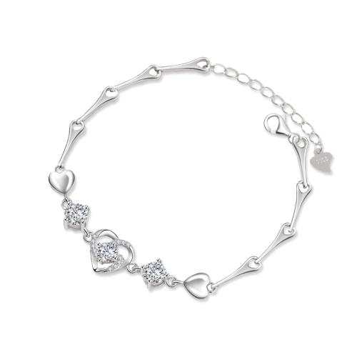 Sterling Silber Armbänder, 925er Sterling Silber, mit Verlängerungskettchen von 3cm, Modeschmuck & Micro pave Zirkonia & für Frau, keine, Länge ca. 16 cm, verkauft von PC