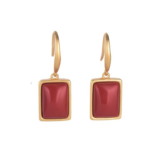 Brass Drop Earring with Agate fashion jewelry & for woman 27mm Sold By Pair