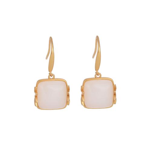 Brass Drop Earring with Jade fashion jewelry & for woman 28mm Sold By Pair