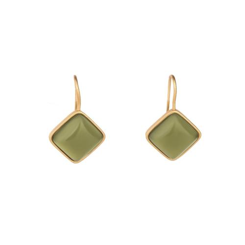 Brass Drop Earring with Jade fashion jewelry & for woman 26mm Sold By Pair