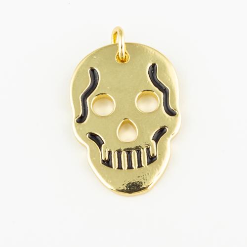 Colgantes de la joyería de cobre amarillo, metal, Calavera, unisexo, dorado, 22x15mm, agujero:aproximado 3mm, Vendido por UD