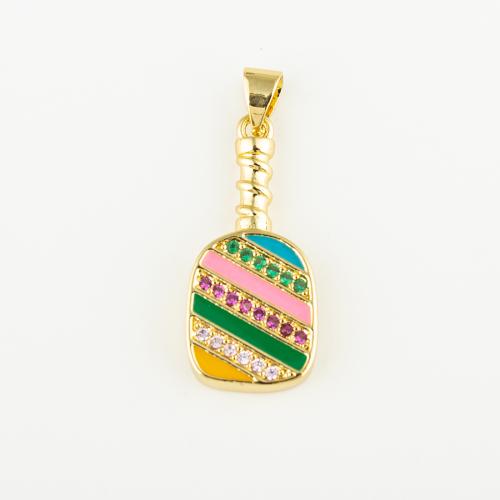 Cubic Zirconia Micro Pave Brass Pendant Unisex & micro pave cubic zirconia & enamel Approx 3mm Sold By PC