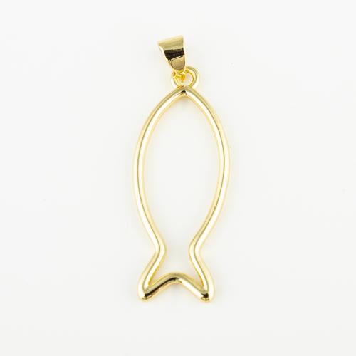 Brass Korut Riipukset, Messinki, Kala, muoti korut & Unisex, kultainen, 33x13mm, Reikä:N. 3mm, Myymät PC