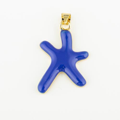 Brass Jewelry Pendants Starfish fashion jewelry & Unisex & enamel blue Approx 3mm Sold By PC