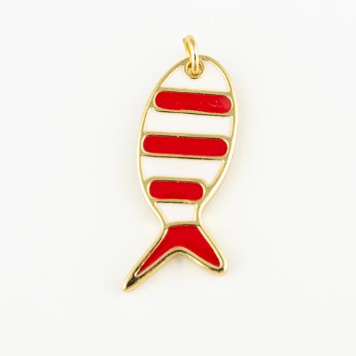 Brass Jewelry Pendants Fish fashion jewelry & Unisex & enamel Approx 3mm Sold By PC