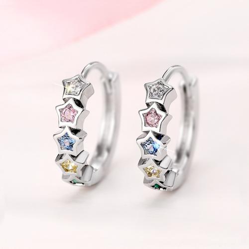 Cubic Zirconia Micro Pave Brass Earring Star fashion jewelry & micro pave cubic zirconia & for woman 15mm Sold By Pair