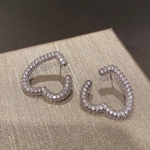 Terningformet Zirkon Micro Pave Messing Øreringe, Heart, mode smykker & Micro Pave cubic zirconia & for kvinde, 23mm, Solgt af par