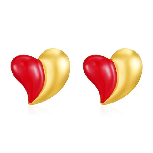 Stainless Steel Stud Earrings 304 Stainless Steel Heart Vacuum Ion Plating fashion jewelry & for woman & enamel Sold By Pair