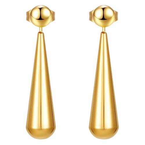 Stainless Steel Drop Earring 304 Stainless Steel Teardrop Vacuum Ion Plating fashion jewelry & for woman golden Sold By Pair