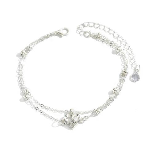 Zinc Alloy Anklet silver color plated fashion jewelry silver color nickel lead & cadmium free Sold By PC