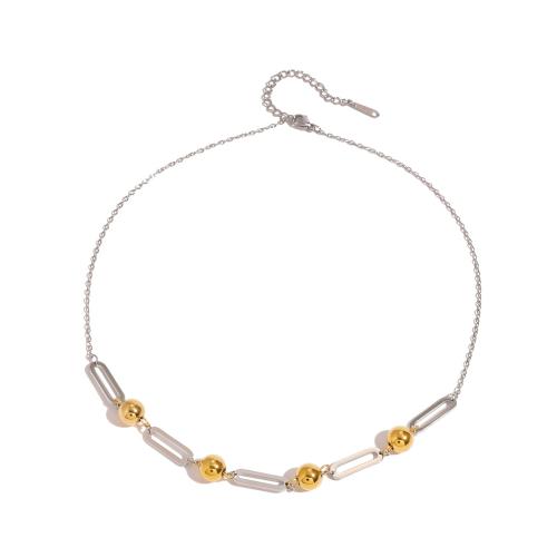 Roestvrij staal halskettingen, 304 roestvrij staal, met 1.96 Inch extender keten, plated, mode sieraden & voor vrouw & two tone, Lengte 16.33 inch, Verkocht door PC