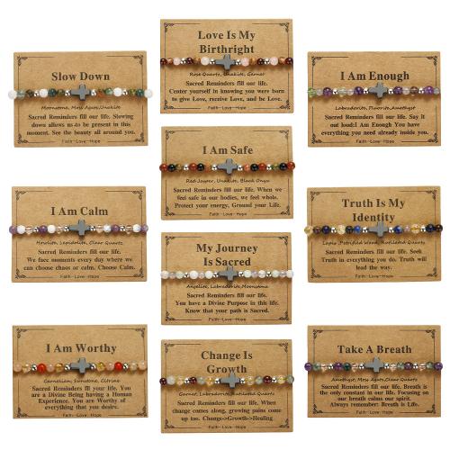 Gemstone Bracelets Natural Stone handmade fashion jewelry & Unisex Length 6.3-10.2 Inch Sold By PC