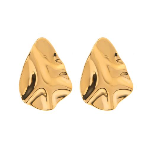 Stainless Steel Stud Earrings 304 Stainless Steel plated for woman gold Sold By Pair