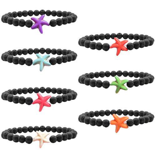 Gemstone Armbånd, Lava, med turkis, poleret, Justerbar & Unisex, flere farver til valg, Solgt af PC