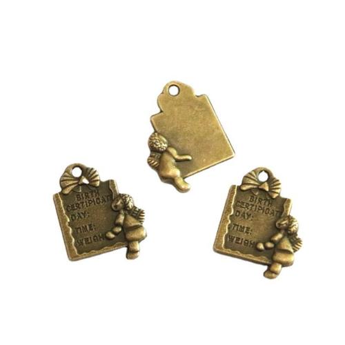 Cink ötvözet Medálok, antik bronz színű bevonattal, DIY, 15x19mm, 50PC-k/Bag, Által értékesített Bag