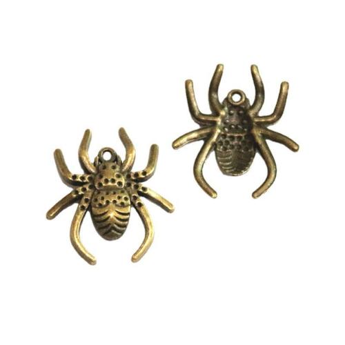 Zinc Alloy Animal Pendler, Spider, antik bronze farve forgyldt, du kan DIY, 28.50x25.50mm, 60pc'er/Bag, Solgt af Bag