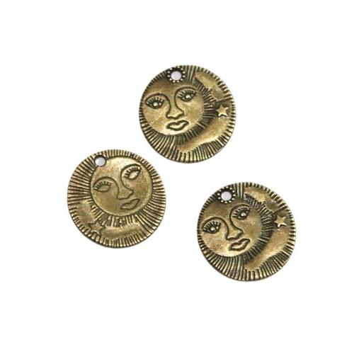 Pendentifs en alliage de zinc, Rond, Plaqué de couleur de bronze antique, DIY, 19.80x19mm, 60PC/sac, Vendu par sac