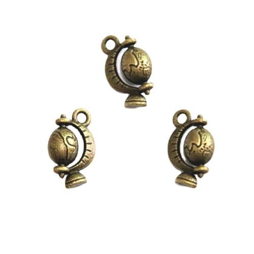 Zinc Alloy Pendler, Globe, antik bronze farve forgyldt, du kan DIY, 17x12.50mm, 40pc'er/Bag, Solgt af Bag