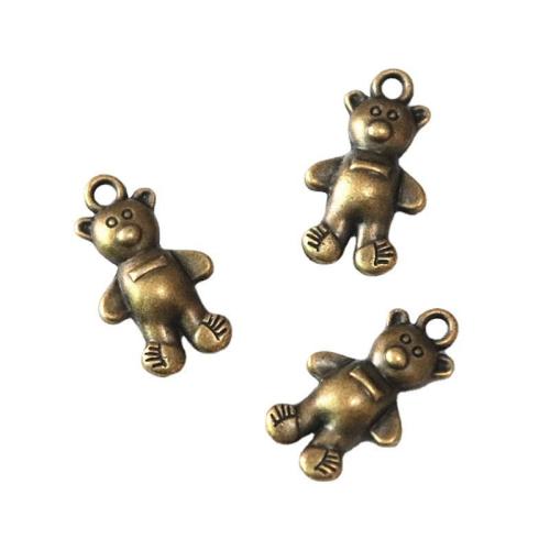 Zinc Alloy Animal Pendler, Bjørn, antik bronze farve forgyldt, du kan DIY, 25x15mm, 60pc'er/Bag, Solgt af Bag