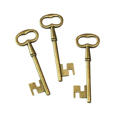 Zinc Alloy Key riipukset, Sinkkiseos, Avain, antiikki pronssi väri päällystetty, tee-se-itse, 58x20mm, 20PC/laukku, Myymät laukku