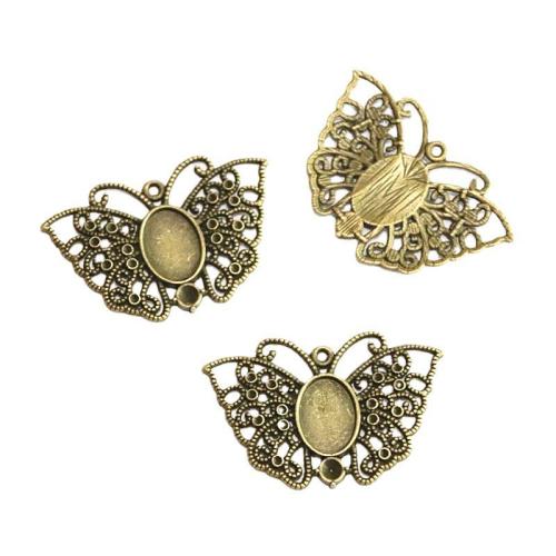 Zinc Alloy vedhæng Cabochon Setting, Butterfly, antik bronze farve forgyldt, du kan DIY, 14x10mm, 40pc'er/Bag, Solgt af Bag