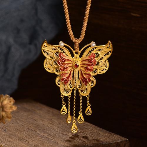 Brass Jewelry Pendants with Plastic Pearl Butterfly sang gold plated DIY & enamel Approx 5mm Sold By PC