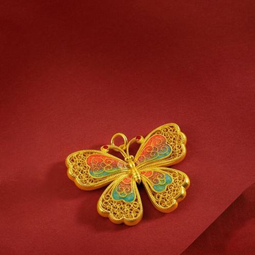 Brass Jewelry Pendants Butterfly sang gold plated DIY & enamel Approx 5mm Sold By PC