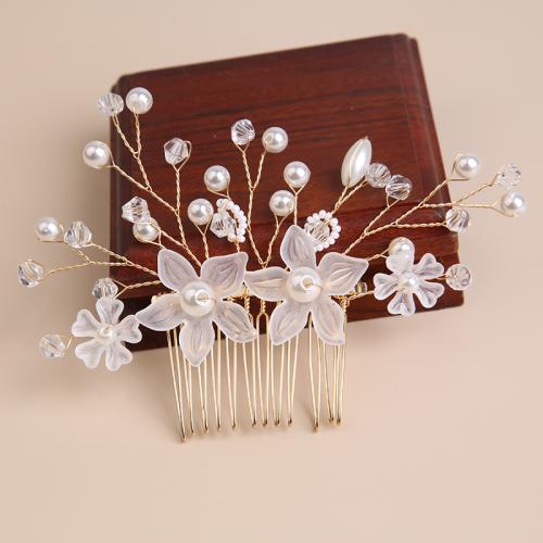 Decorative Hair Combs Iron with Plastic Pearl for bridal & for woman & with rhinestone Sold By PC