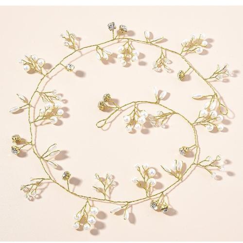 Headband Plastic Pearl with brass wire for bridal & with rhinestone Length 50 cm Sold By PC