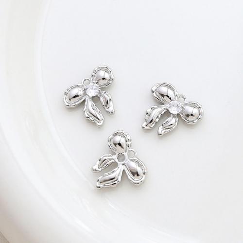 Kubik Zirkonium mikro bana Mässing hängande, Bowknot, DIY & micro bana cubic zirconia, fler färger för val, 14x15mm, Säljs av PC