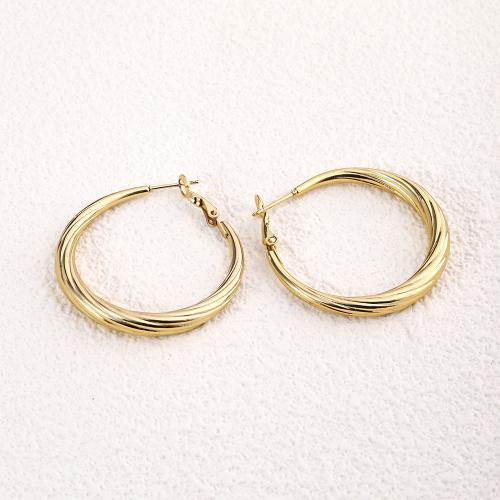 Stainless Steel Lever Terug Earring, 304 roestvrij staal, 18K verguld, mode sieraden & voor vrouw, gouden, 40x45mm, Verkocht door pair