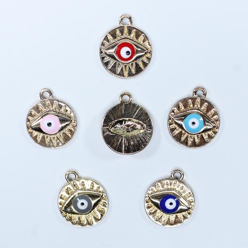 Evil Eye Pendler, Zinc Alloy, forgyldt, du kan DIY & emalje, flere farver til valg, nikkel, bly & cadmium fri, 15x18mm, Ca. 100pc'er/Bag, Solgt af Bag