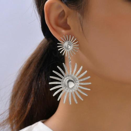 Iron Earring Sun plated for woman nickel lead & cadmium free Sold By Pair