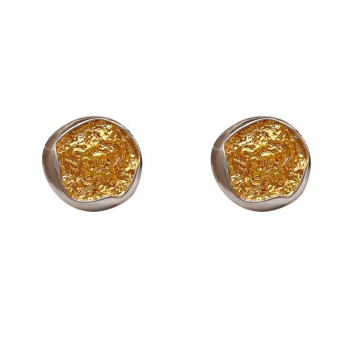 Brass Stud Earring plated fashion jewelry & for woman & two tone Sold By Pair