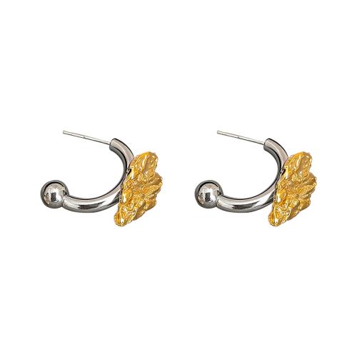 Brass Stud Earring plated fashion jewelry & for woman & two tone Sold By Pair