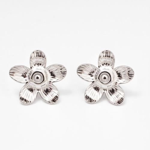 Stainless Steel Stud Earrings 304 Stainless Steel Flower Vacuum Ion Plating fashion jewelry & for woman Sold By Pair