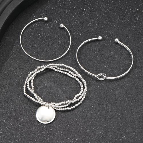 Zinklegering armbandkettingen, Zinc Alloy, plated, drie stuks & mode sieraden & voor vrouw, oorspronkelijke kleur, Verkocht door Stel