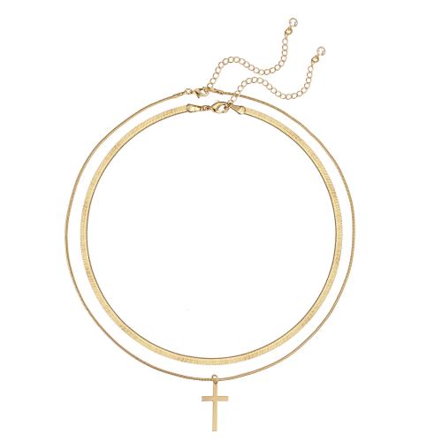 Collier en laiton, Plaqué d'or 14K, bijoux de mode & styles différents pour le choix & pour femme, Vendu par fixé