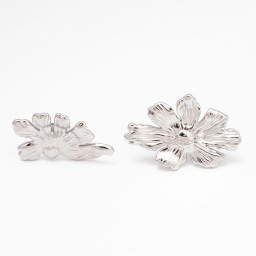 Stainless Steel Stud Earrings 304 Stainless Steel Flower Vacuum Ion Plating fashion jewelry & for woman Sold By Pair