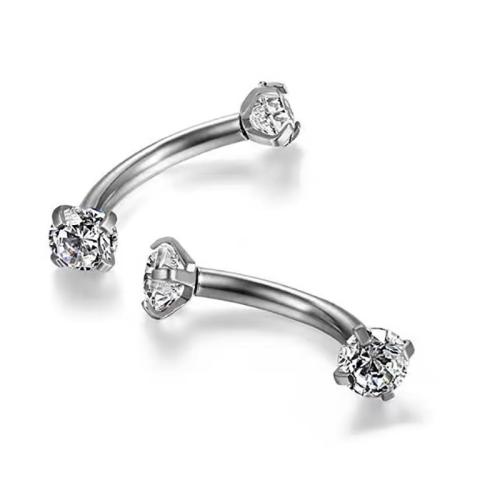 Stainless Steel Ear Piercing Jewelry 304 Stainless Steel & micro pave cubic zirconia & for woman original color Sold By PC