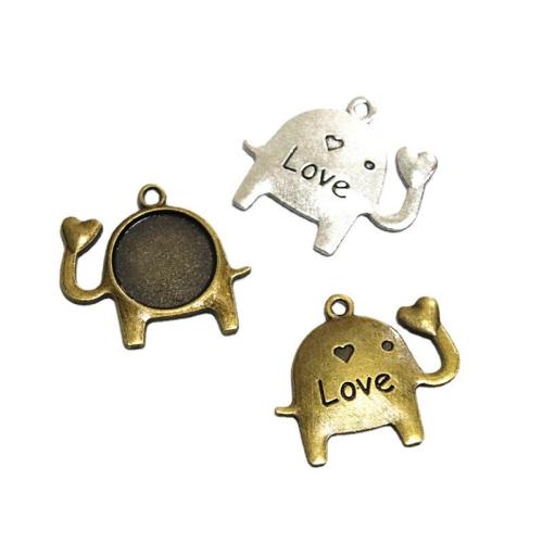 Zinc Alloy Pendant Cabochon Setting Elephant plated DIY 14mm Sold By Bag