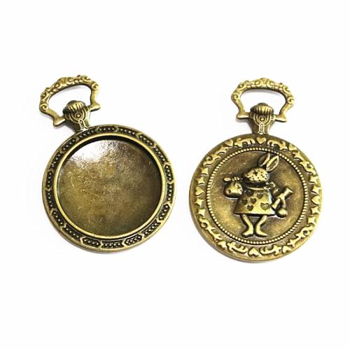 Zinc Alloy vedhæng Cabochon Setting, Kanin, antik bronze farve forgyldt, du kan DIY, 34mm, 10pc'er/Bag, Solgt af Bag