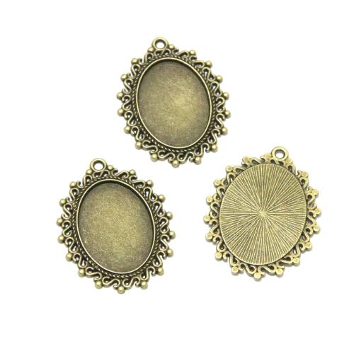 Zinc Alloy vedhæng Cabochon Setting, antik bronze farve forgyldt, du kan DIY, 25x18mm, 40pc'er/Bag, Solgt af Bag